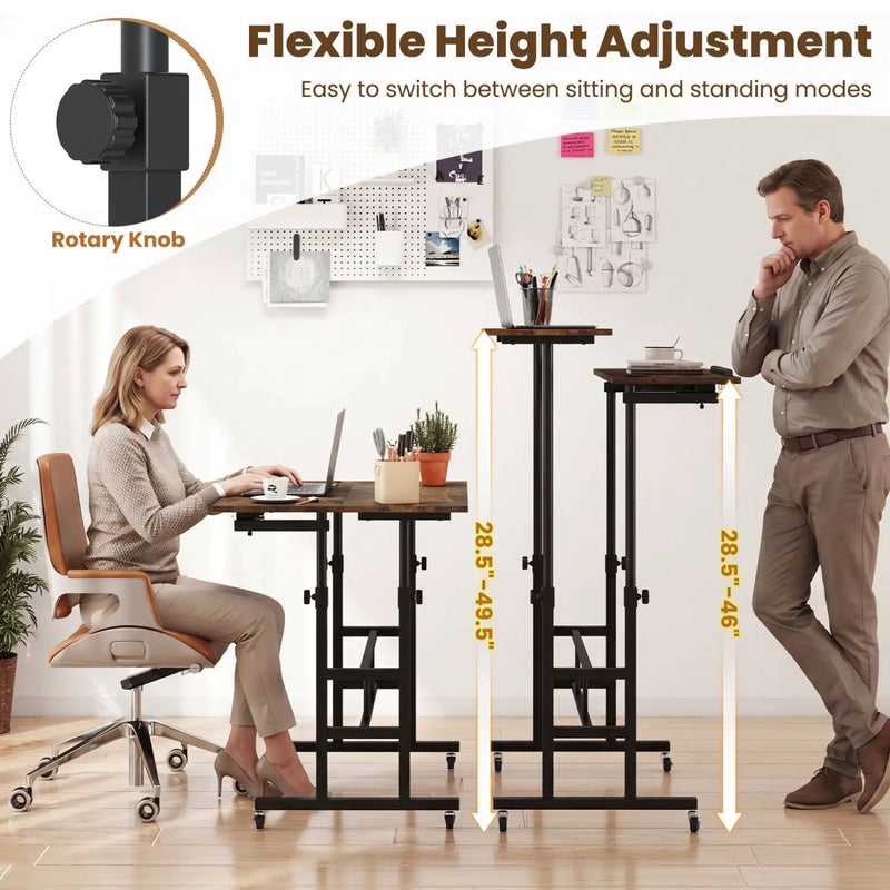 Mobile Standing Desk with Power Outlets & Adjustable Height by DirectDeals