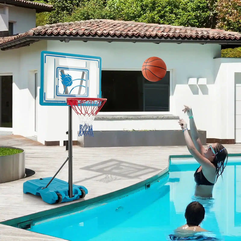 3.8-4.4 Feet Height Adjustable Pool Basketball Hoop for Kids Teens and Adults-Blue by DirectDeals
