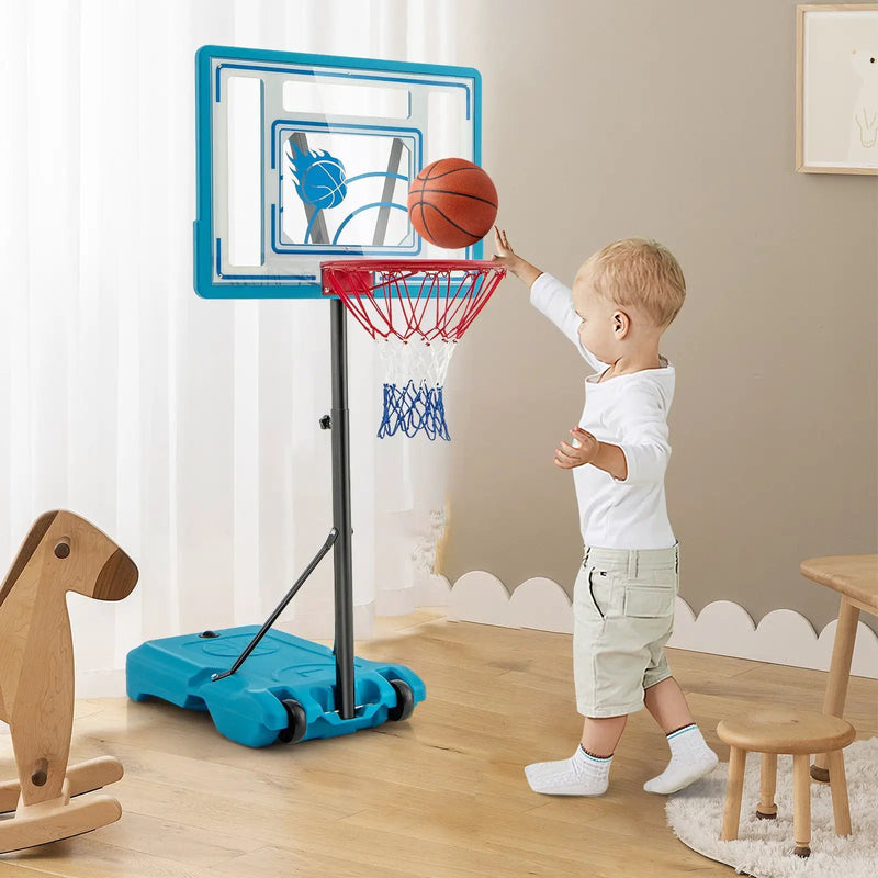 3.8-4.4 Feet Height Adjustable Pool Basketball Hoop for Kids Teens and Adults-Blue by DirectDeals