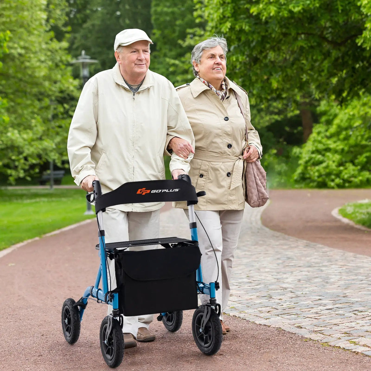 Height Adjustable Rollator Walker Foldable Rolling Walker with Seat for Seniors by DirectDeals