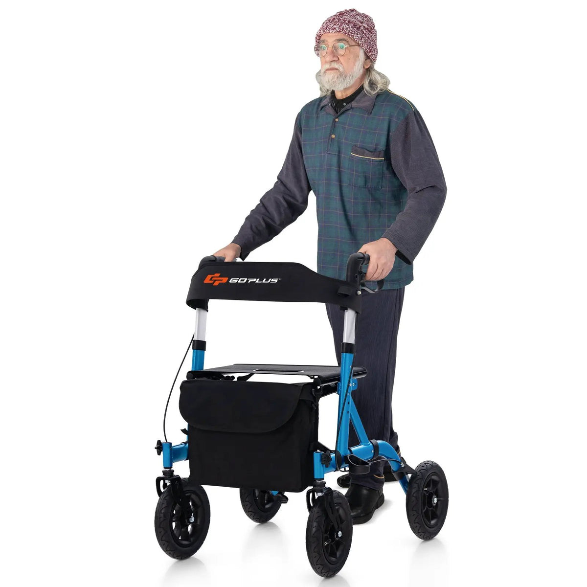 Height Adjustable Rollator Walker Foldable Rolling Walker with Seat for Seniors by DirectDeals