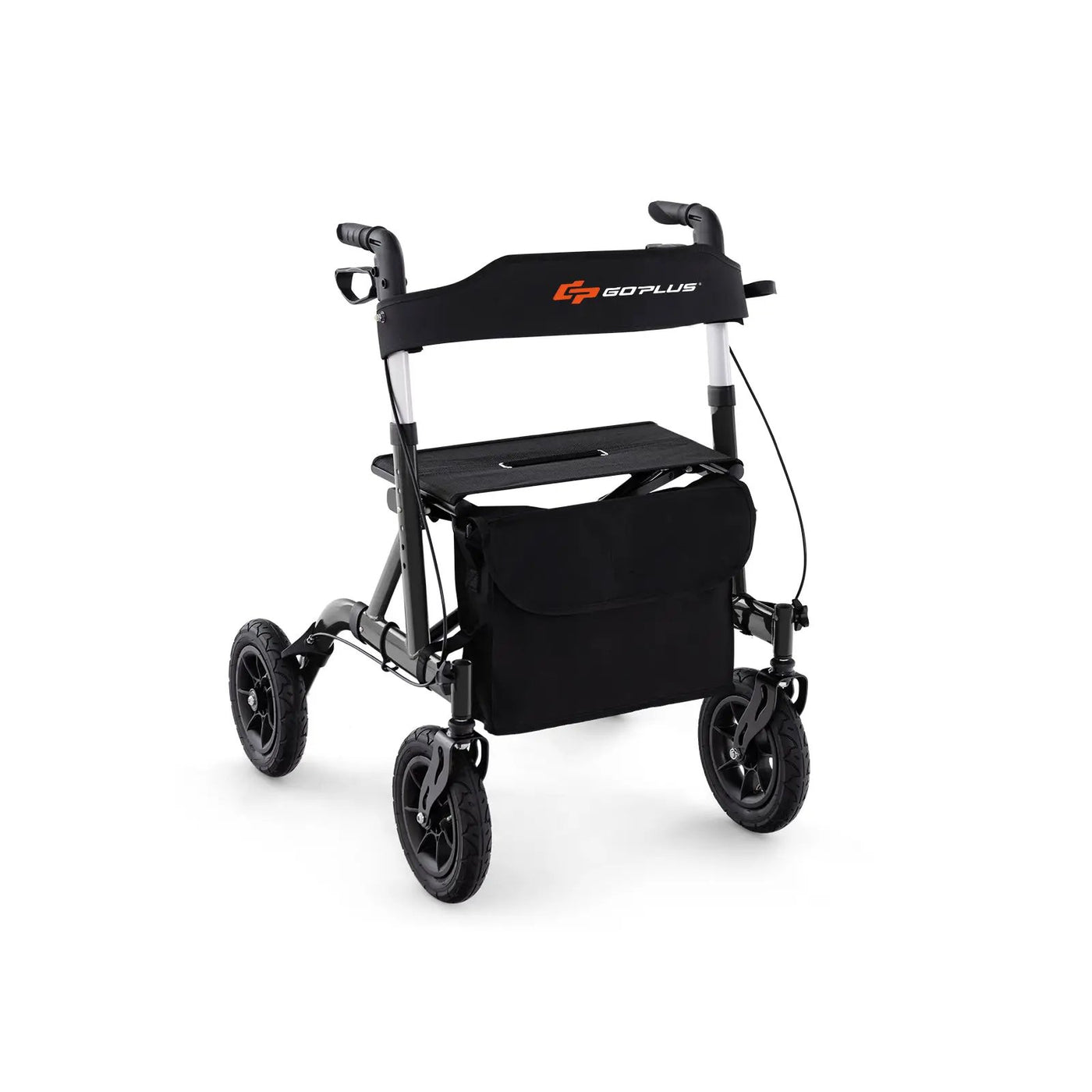 Height Adjustable Rollator Walker Foldable Rolling Walker with Seat for Seniors by DirectDeals