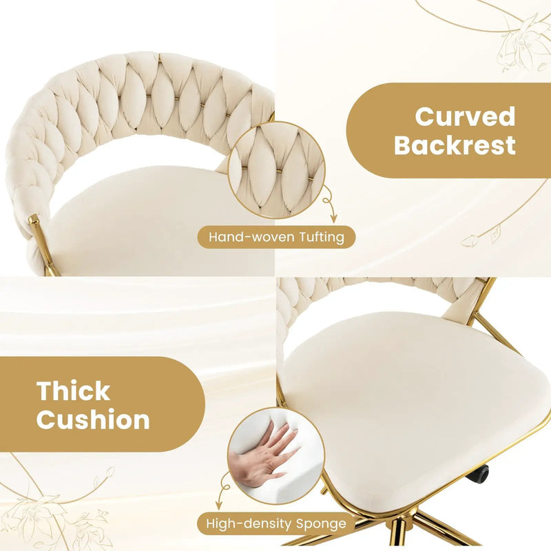 360¬∞ Height Adjustable Swivel Upholstered Desk Computer Chair with Hand-woven Back by DirectDeals