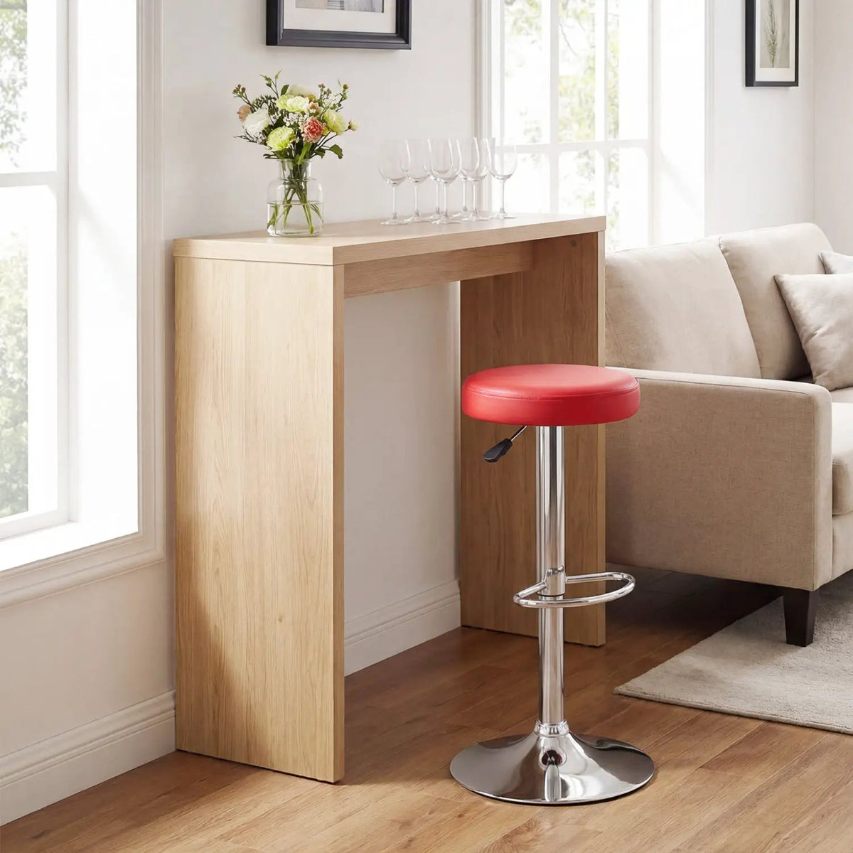 Adjustable Swivel Bar Stool with Footrest, 400 lbs Capacity by DirectDeals