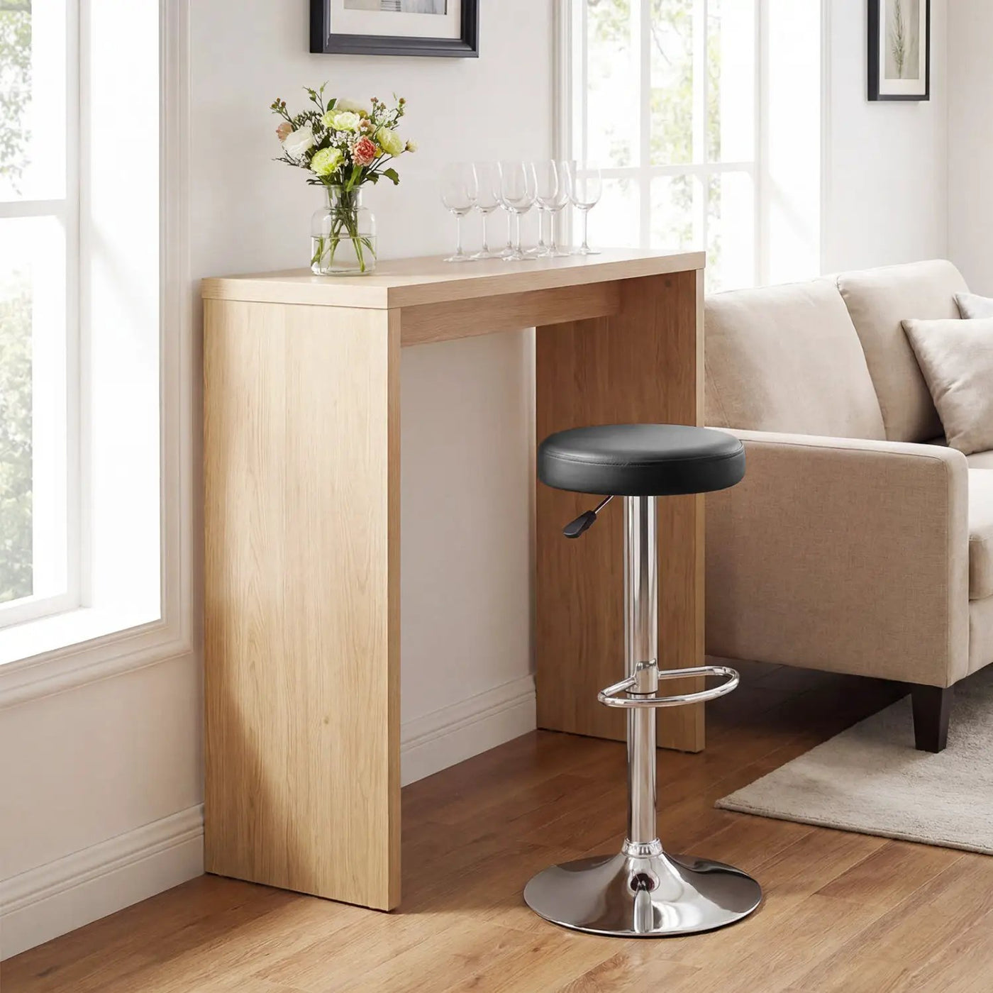 Adjustable Swivel Bar Stool with Footrest, 400 lbs Capacity by DirectDeals
