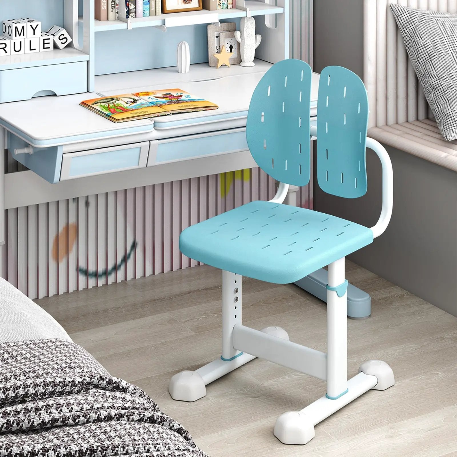 Height-adjustable Kid's Study Chair with Double Back Support and Breathable Seat for 3+ Years Old by DirectDeals