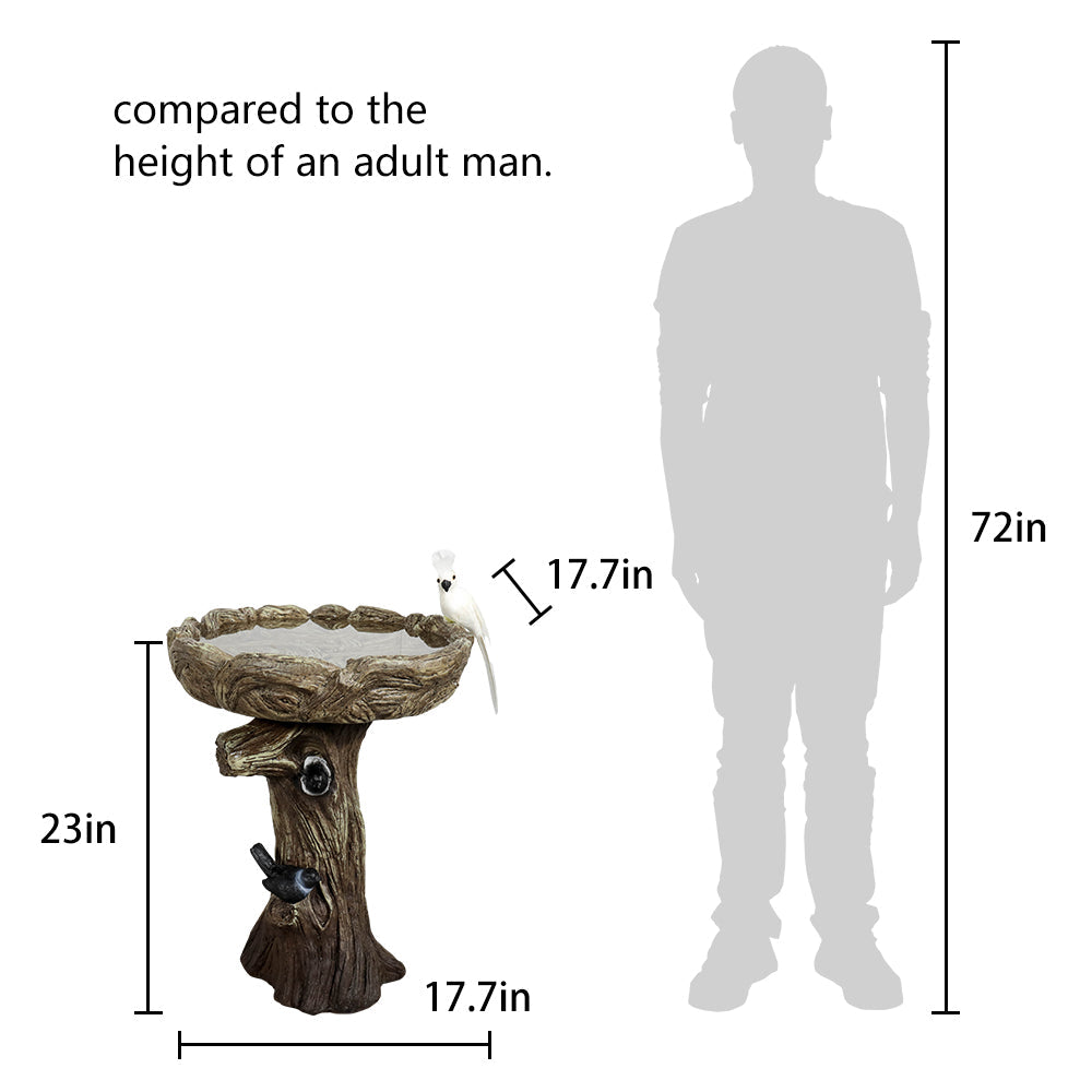 Concrete Tree Stump Bird Bath Log and Knot 23 Inch, photo 7 of 7