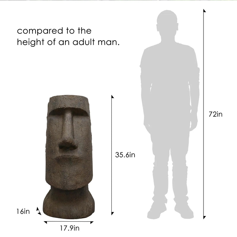 Concrete Large Garden Statue Moai Head 35 Inch, photo 4 of 5