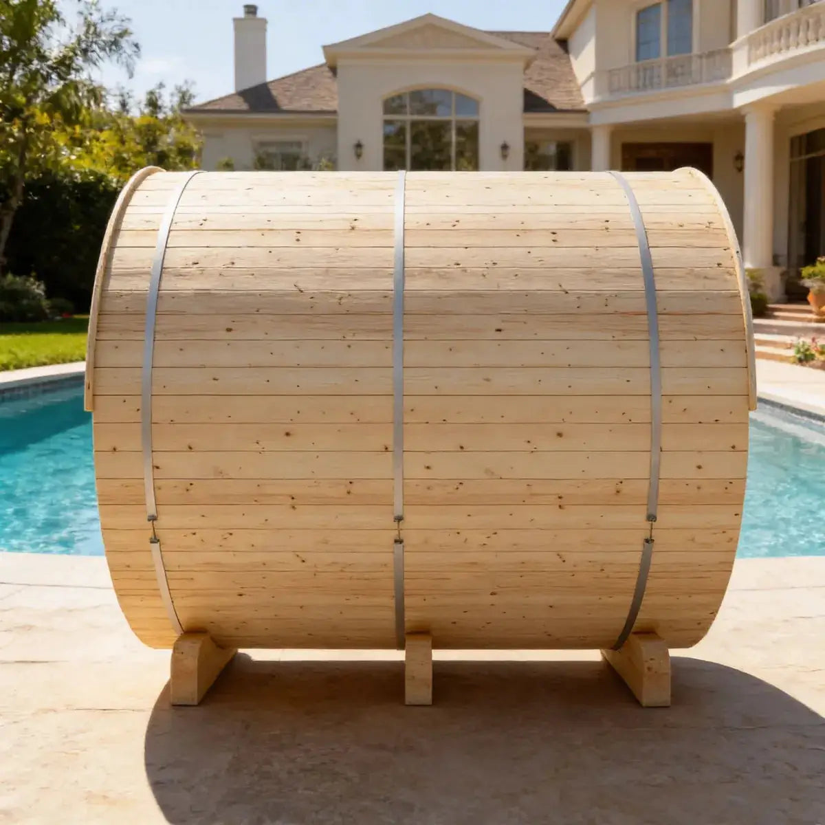 Helsinki Finnish Barrel Sauna with Terrace and WiFi Heater - Finnish Sauna Builders by Finnish Sauna Builders