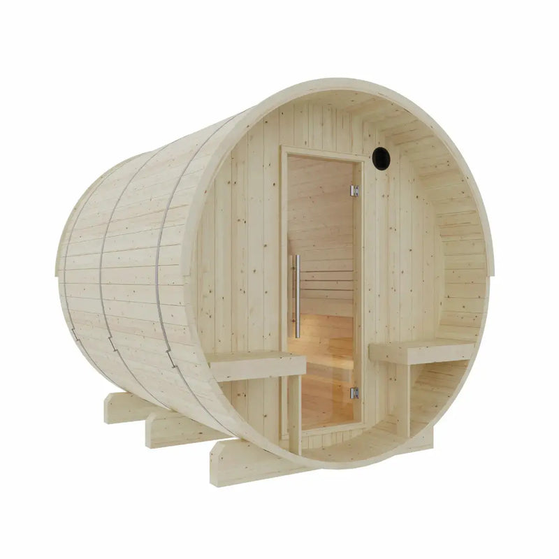Helsinki Finnish Barrel Sauna with Terrace and WiFi Heater - Finnish Sauna Builders by Finnish Sauna Builders