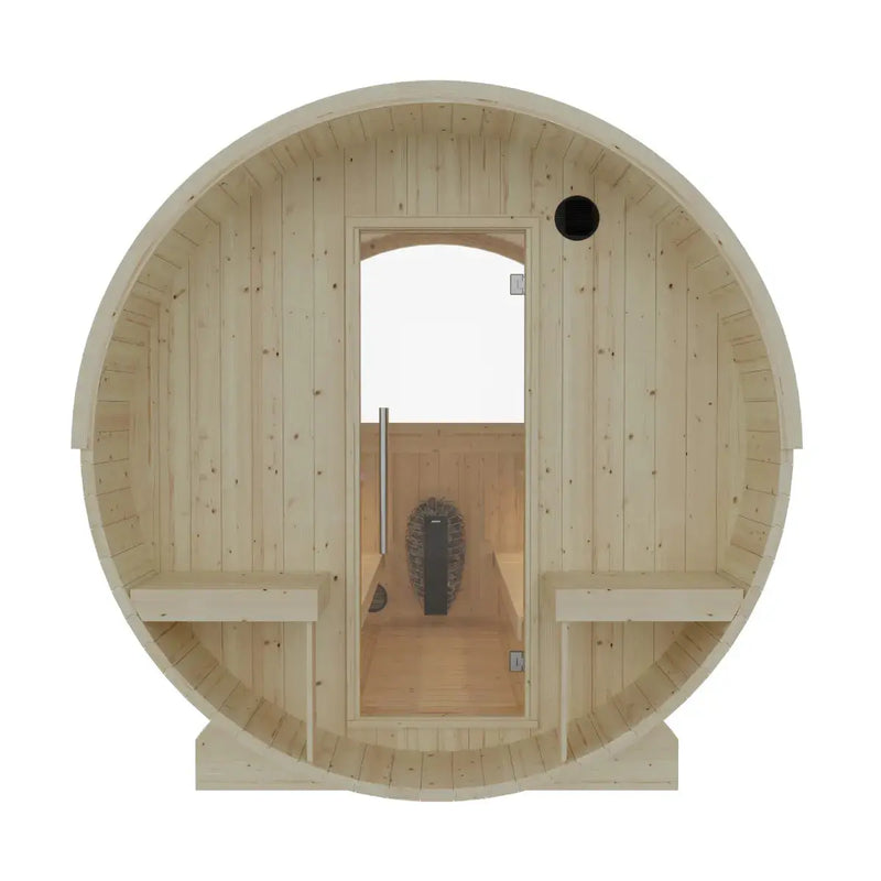 Helsinki Finnish Barrel Sauna with Terrace and WiFi Heater - Finnish Sauna Builders by Finnish Sauna Builders