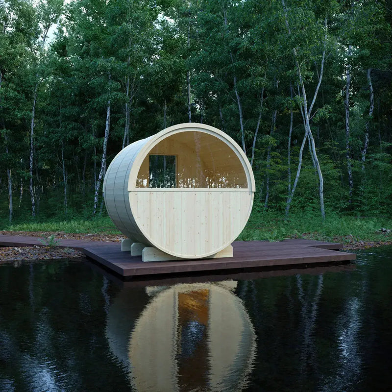 Helsinki Finnish Barrel Sauna with Terrace and WiFi Heater - Finnish Sauna Builders by Finnish Sauna Builders
