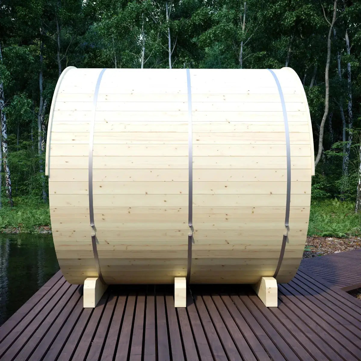 Helsinki Finnish Barrel Sauna with Terrace and WiFi Heater - Finnish Sauna Builders by Finnish Sauna Builders
