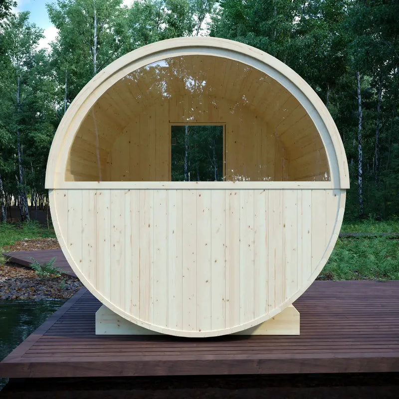 Helsinki Finnish Barrel Sauna with Terrace and WiFi Heater - Finnish Sauna Builders by Finnish Sauna Builders