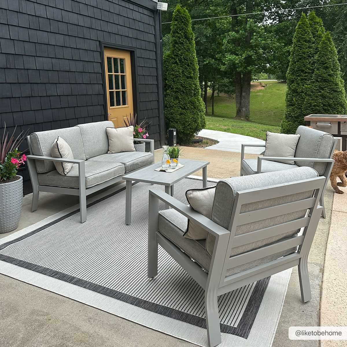 Hevel Black & White Outdoor Area Rug - Clearance by Boutique Rugs
