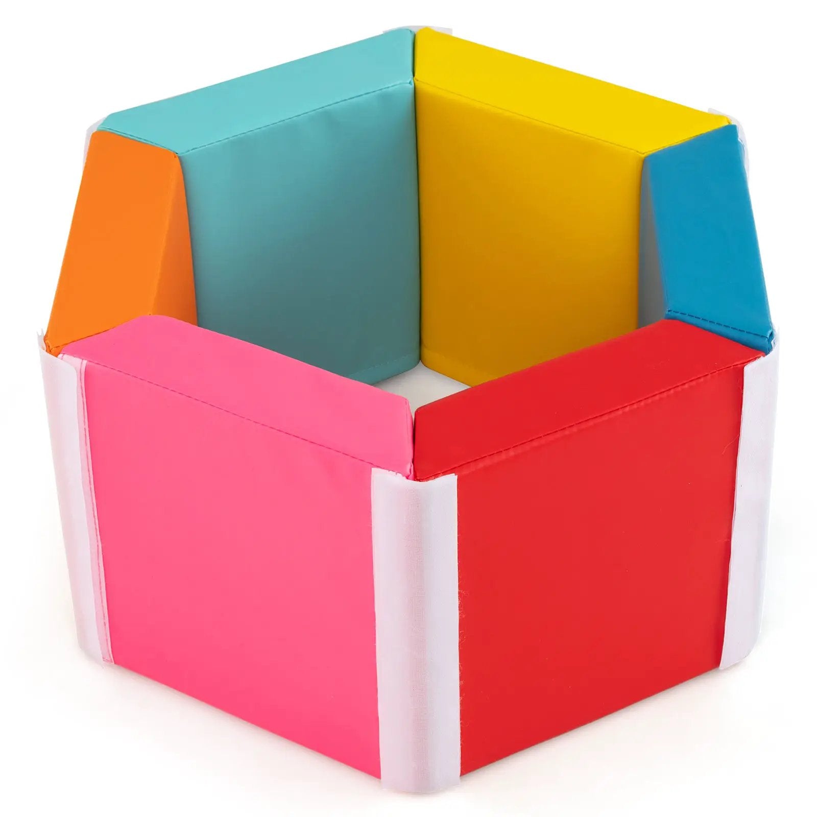 Hexagon Kids Ball Pit Foam Climbing Exercise Mat with Detachable PU Covers-Multicolor by DirectDeals
