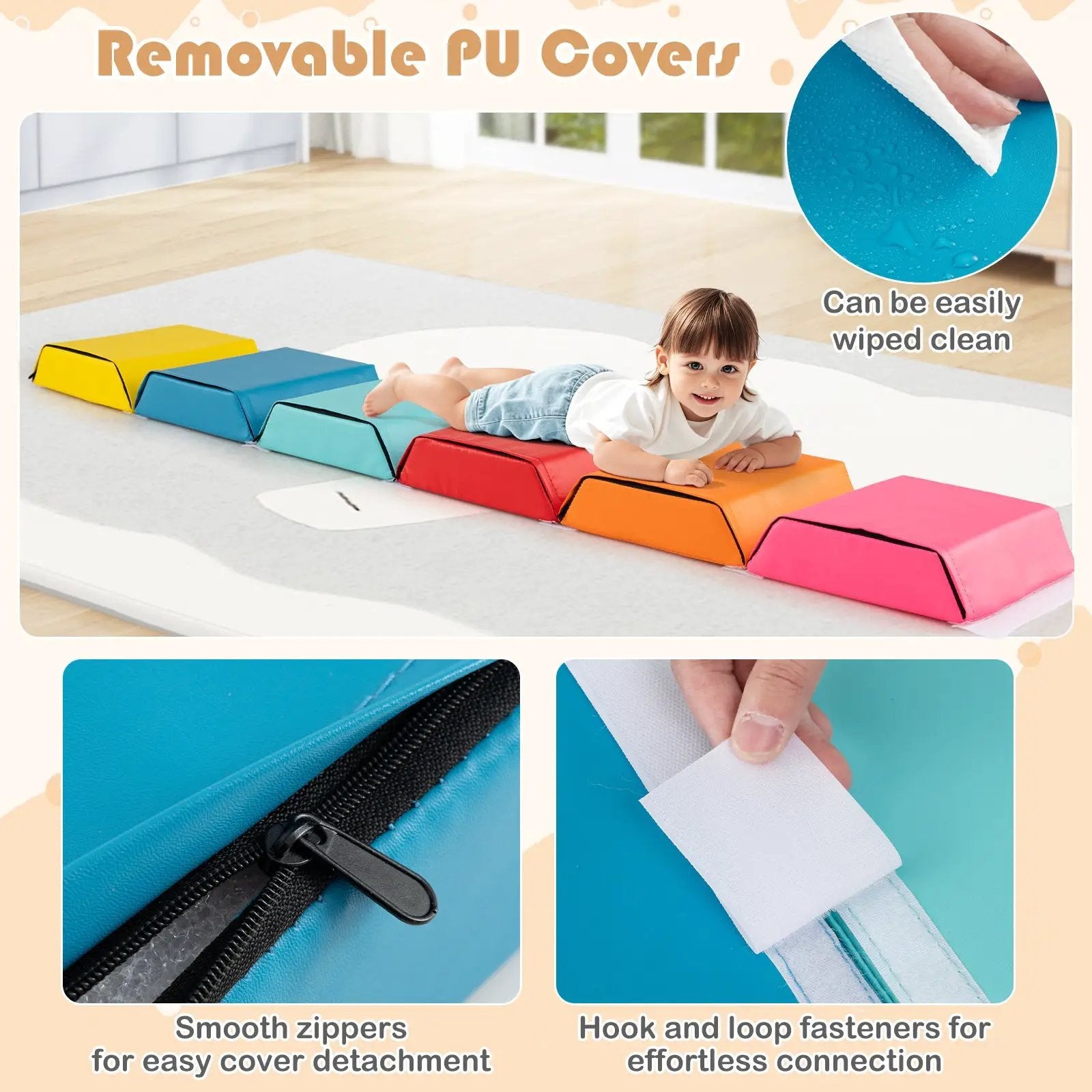 Hexagon Kids Ball Pit Foam Climbing Exercise Mat with Detachable PU Covers-Multicolor by DirectDeals