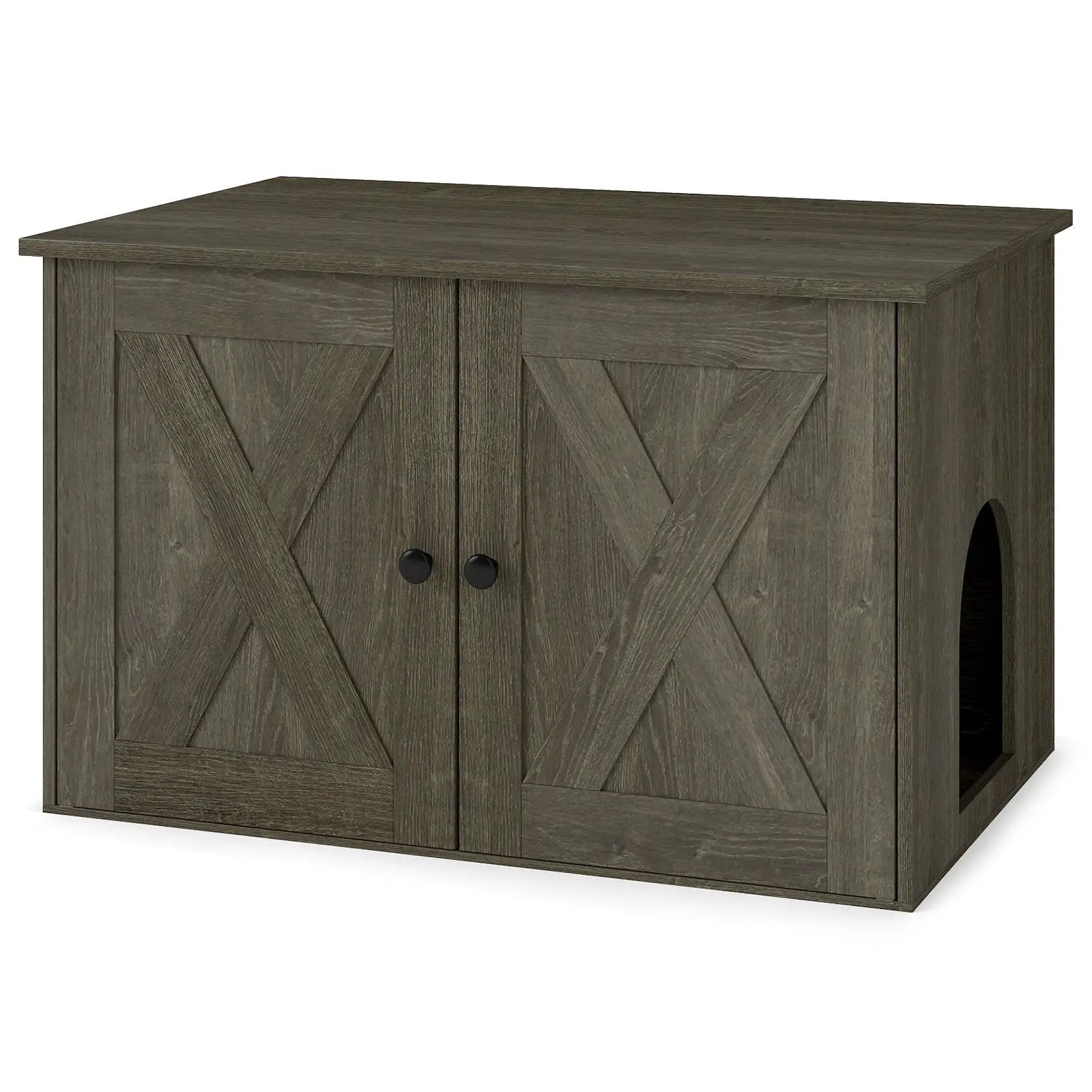 Hidden Cat Litter Box Enclosure Furniture with Divider-Oak by DirectDeals
