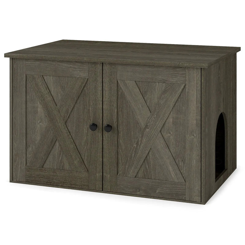 Hidden Cat Litter Box Enclosure Furniture with Divider-Oak by DirectDeals