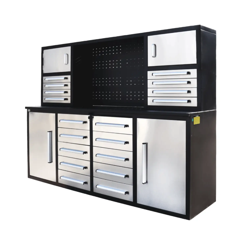 7 ft Garage Workbench Cabinet (18 Drawers & 4 Cabinets & Pegboard) by Chery Industrial