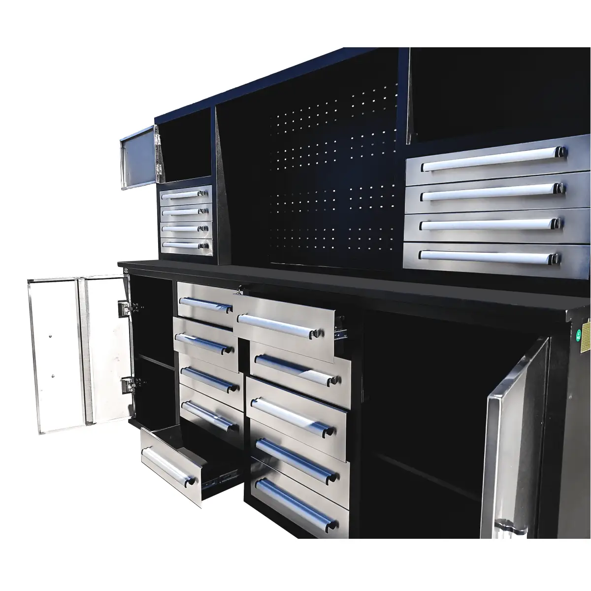 7 ft Garage Workbench Cabinet (18 Drawers & 4 Cabinets & Pegboard) by Chery Industrial
