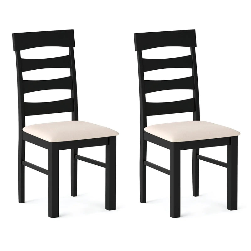 High Back Dining Room Chairs Set of 2 with Padded Seat-Black by DirectDeals
