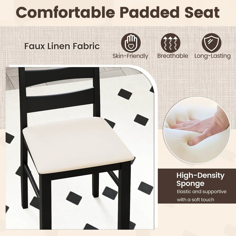 High Back Dining Room Chairs Set of 2 with Padded Seat-Black by DirectDeals
