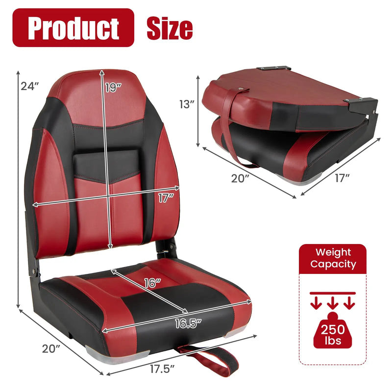 High Back Folding Boat Seat Set with Sponge Cushion-1 Piece by DirectDeals