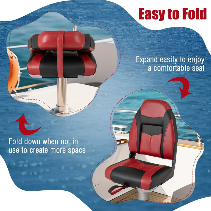 High Back Folding Boat Seat Set with Sponge Cushion-1 Piece by DirectDeals