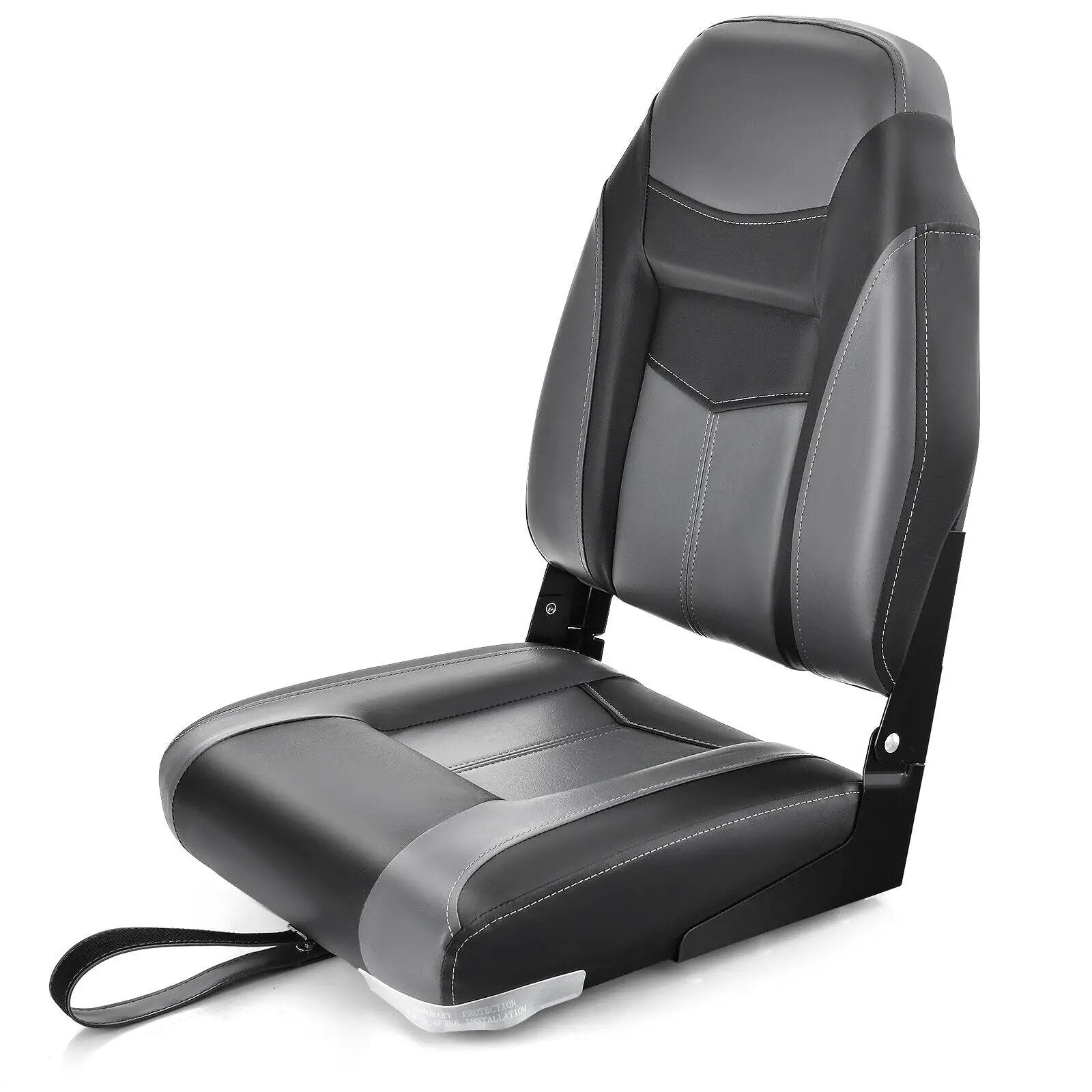 High Back Folding Boat Seats with Black Grey Sponge Cushion and Flexible Hinges by DirectDeals