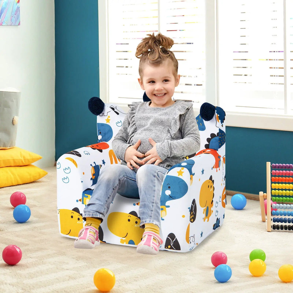 High-density Padding Kids Sofa with Armrest and Extra Pilow by DirectDeals