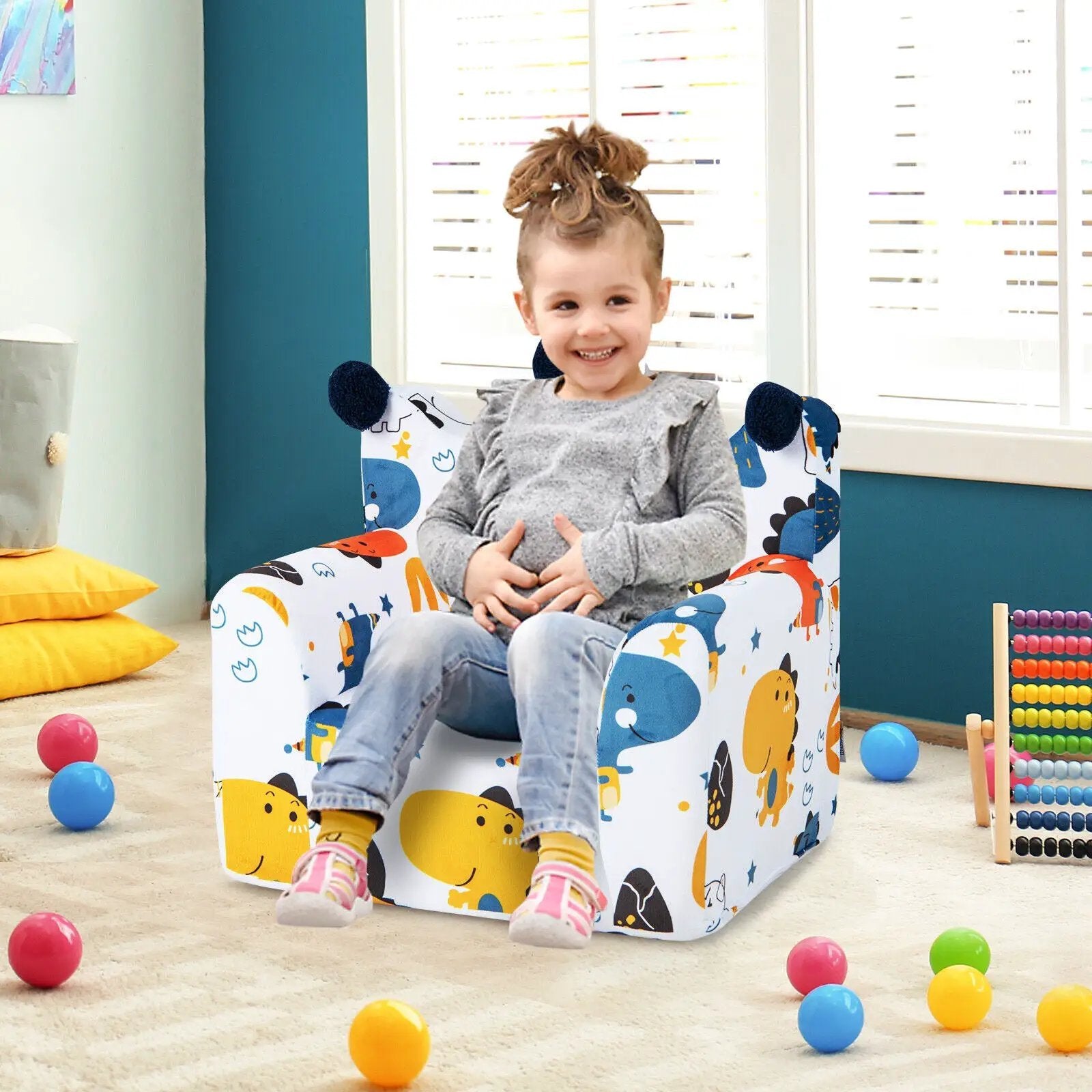 High-density Padding Kids Sofa with Armrest and Extra Pilow by DirectDeals