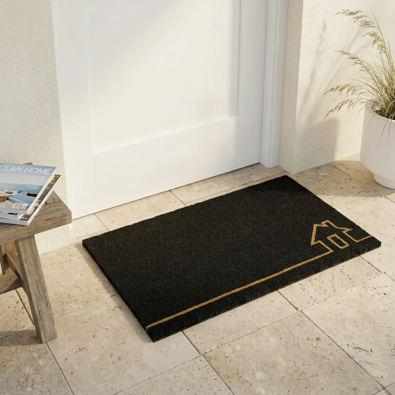 Home View - Black Coir Doormat by Fab Habitat