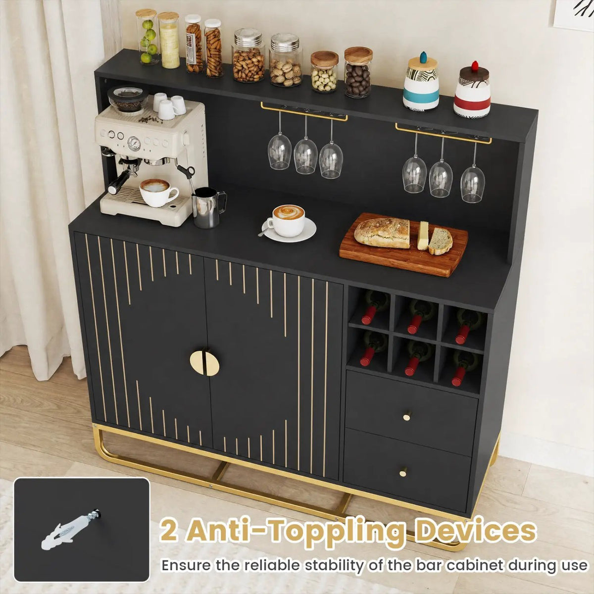 Bar Cabinet with Wine Rack and Glass Holder - 47" Wide by DirectDeals