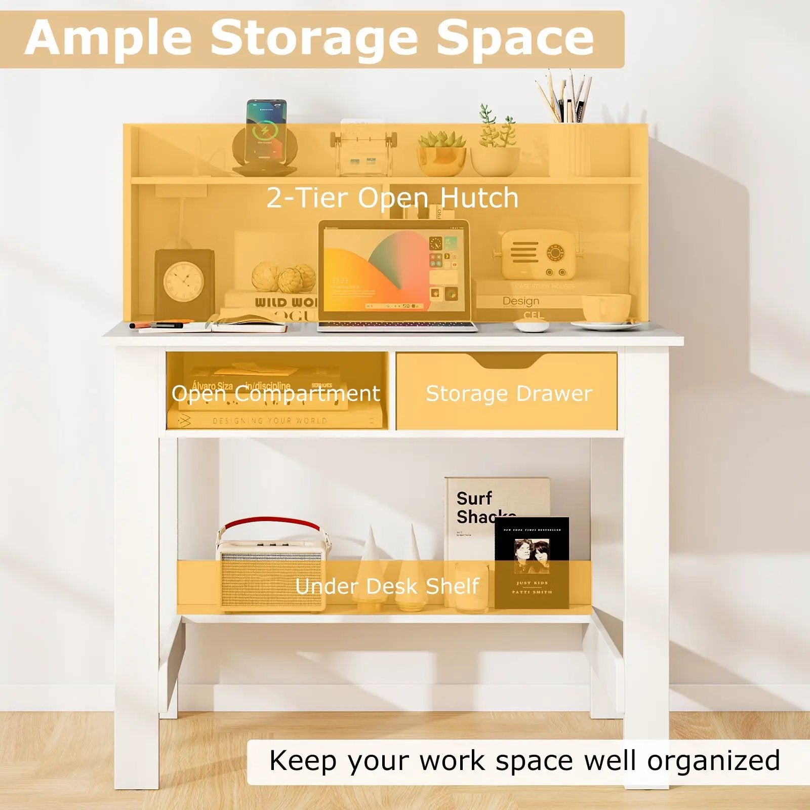 Home Office Computer Desk with Storage Shelves and Drawer Ideal for Working and Studying by DirectDeals