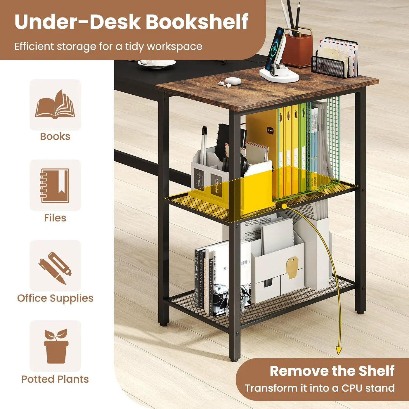 59 Inch Home Office Computer Desk with Removable Storage Shelves by DirectDeals