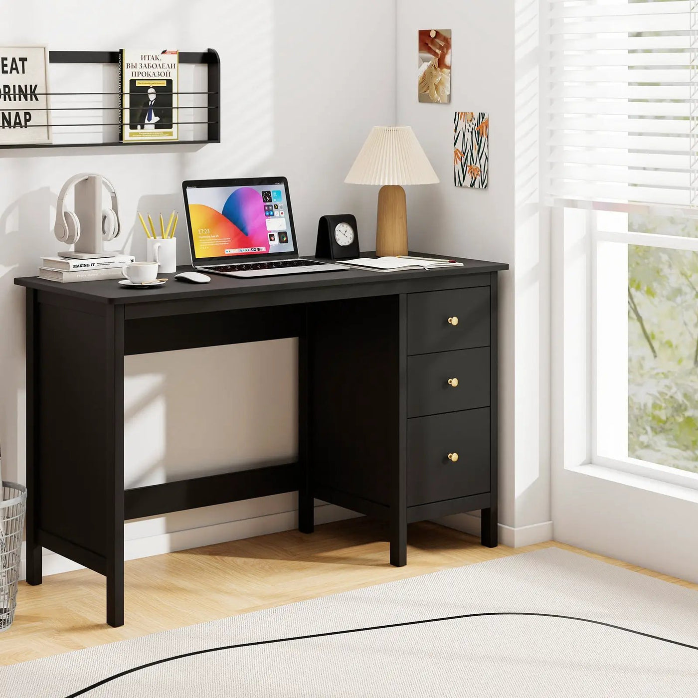 3-Drawer Home Office Study Computer Desk with Spacious Desktop by DirectDeals