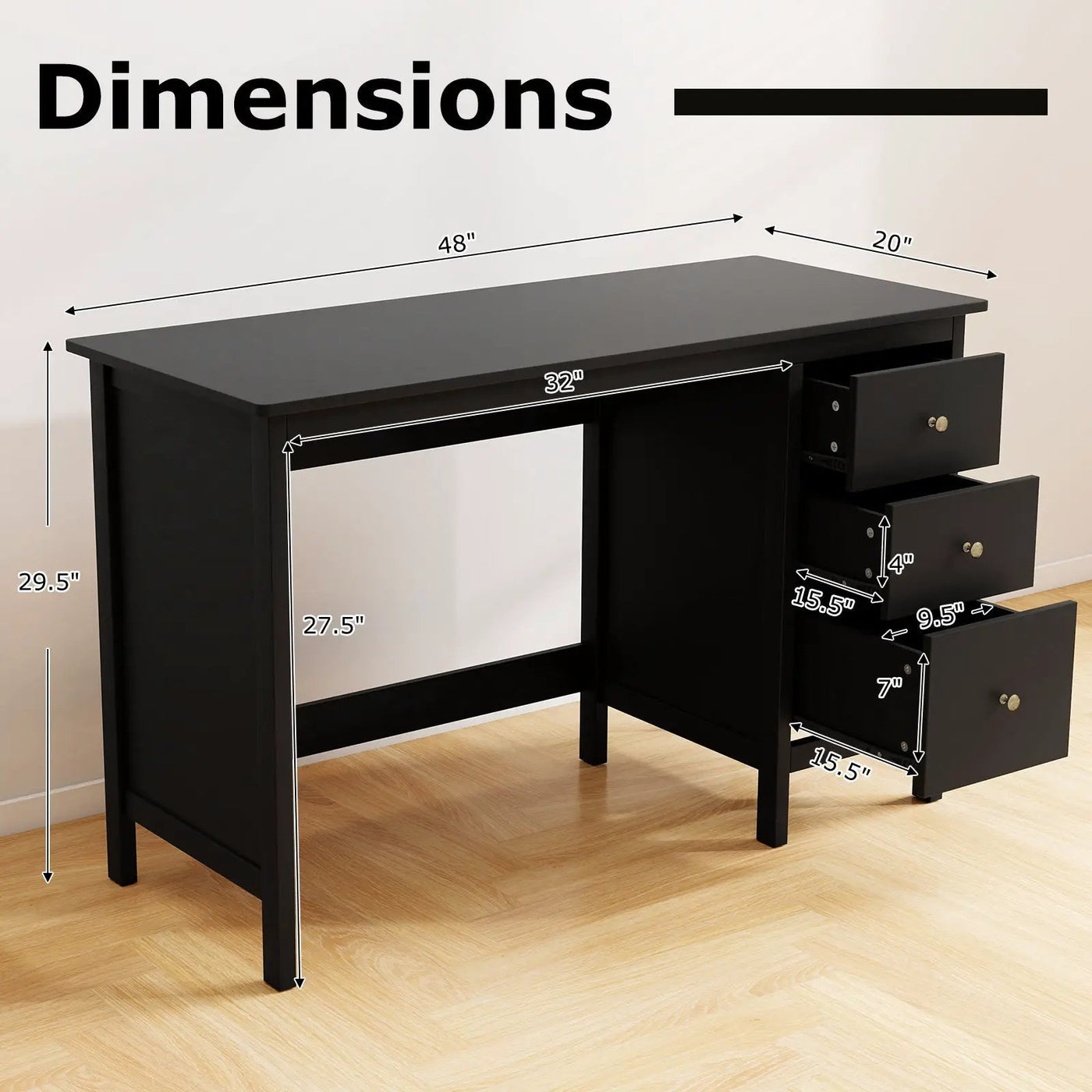 3-Drawer Home Office Study Computer Desk with Spacious Desktop by DirectDeals