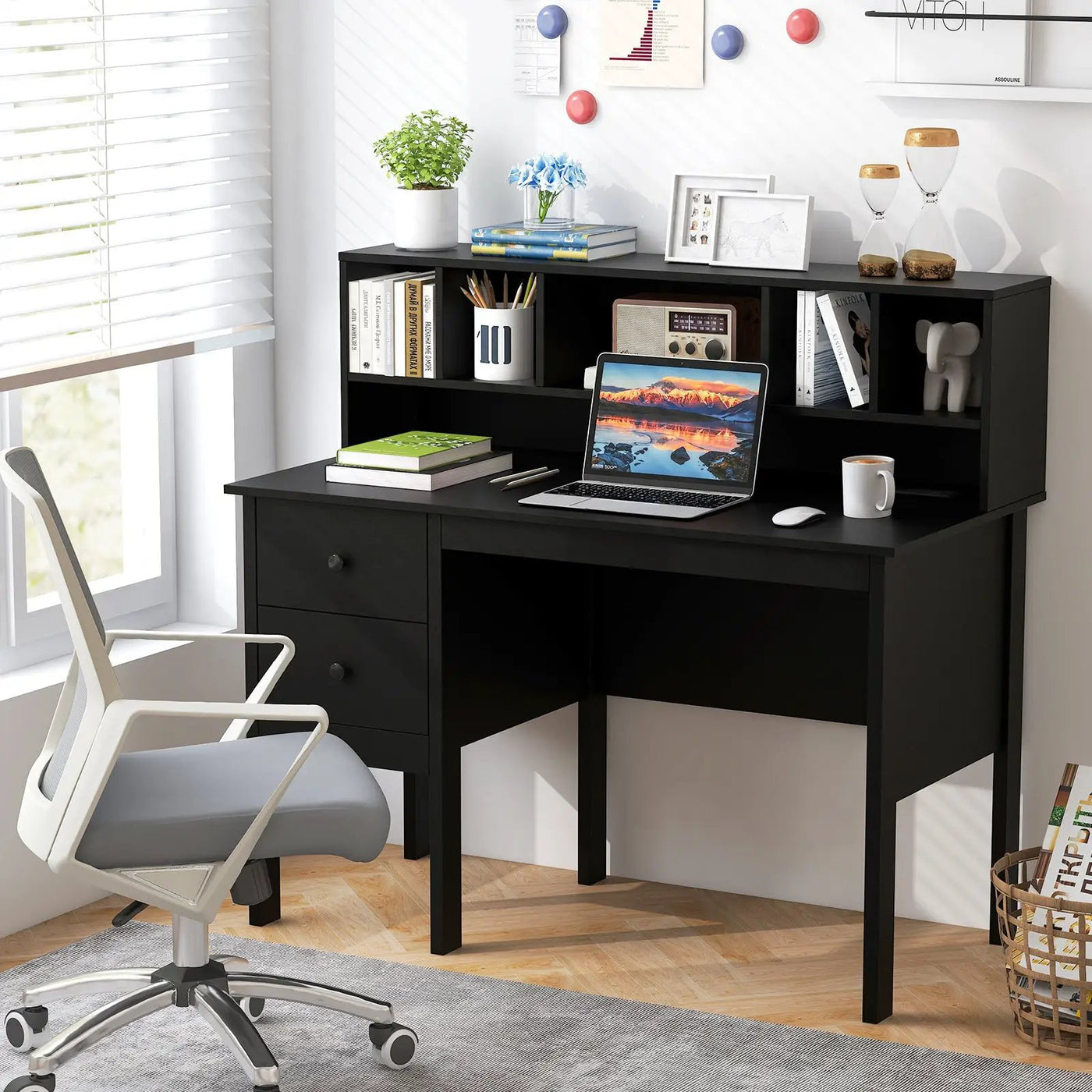 48 Inch Computer Desk with Drawers Power Outlets by DirectDeals