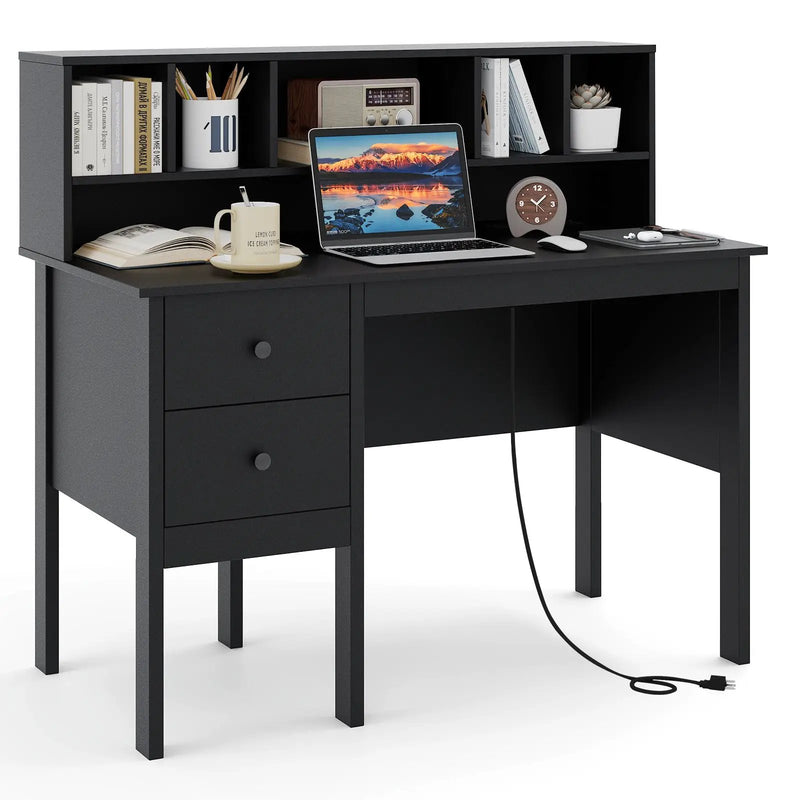 48 Inch Computer Desk with Drawers Power Outlets by DirectDeals