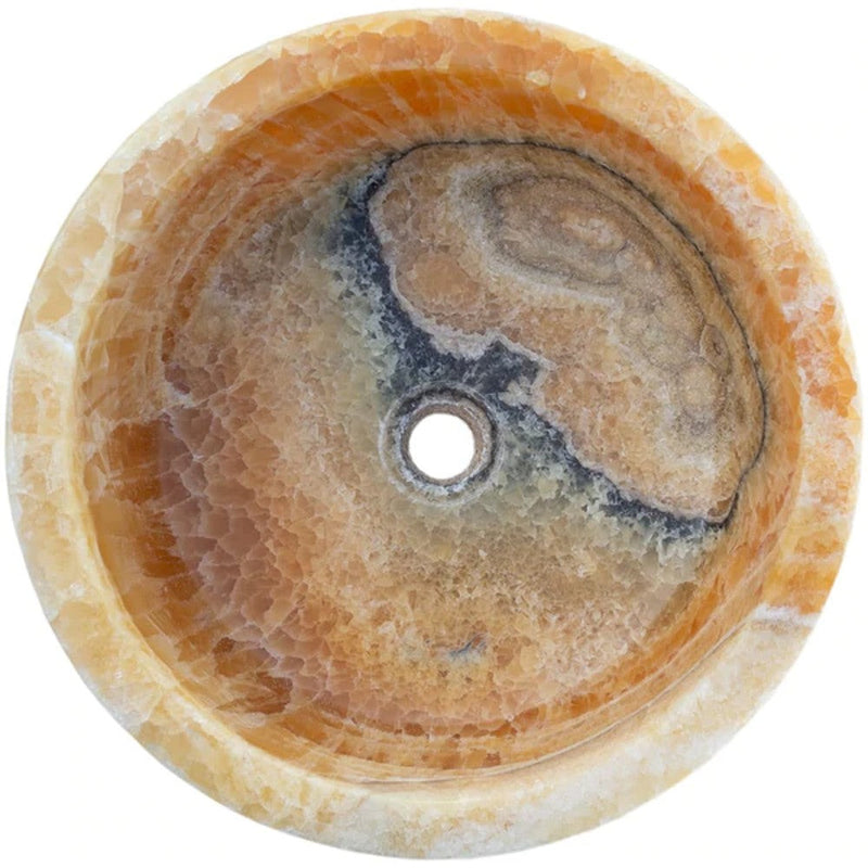 Natural Stone Honey Onyx Drop-in Vessel Sink Polished (D)16" (H)6" by GobekDesign
