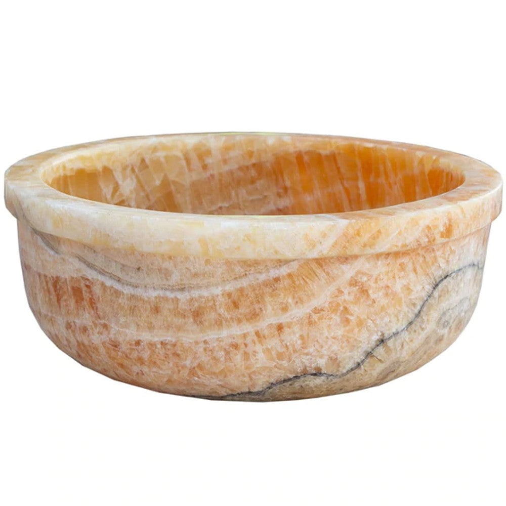 Natural Stone Honey Onyx Drop-in Vessel Sink Polished (D)16" (H)6" by GobekDesign
