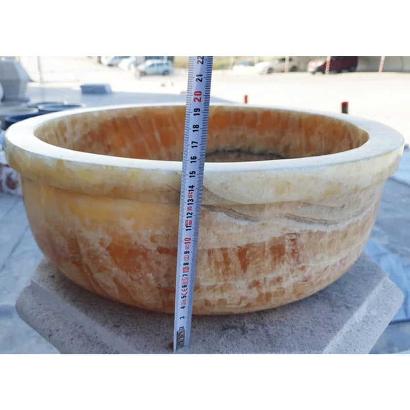 Natural Stone Honey Onyx Drop-in Vessel Sink Polished (D)16" (H)6" by GobekDesign