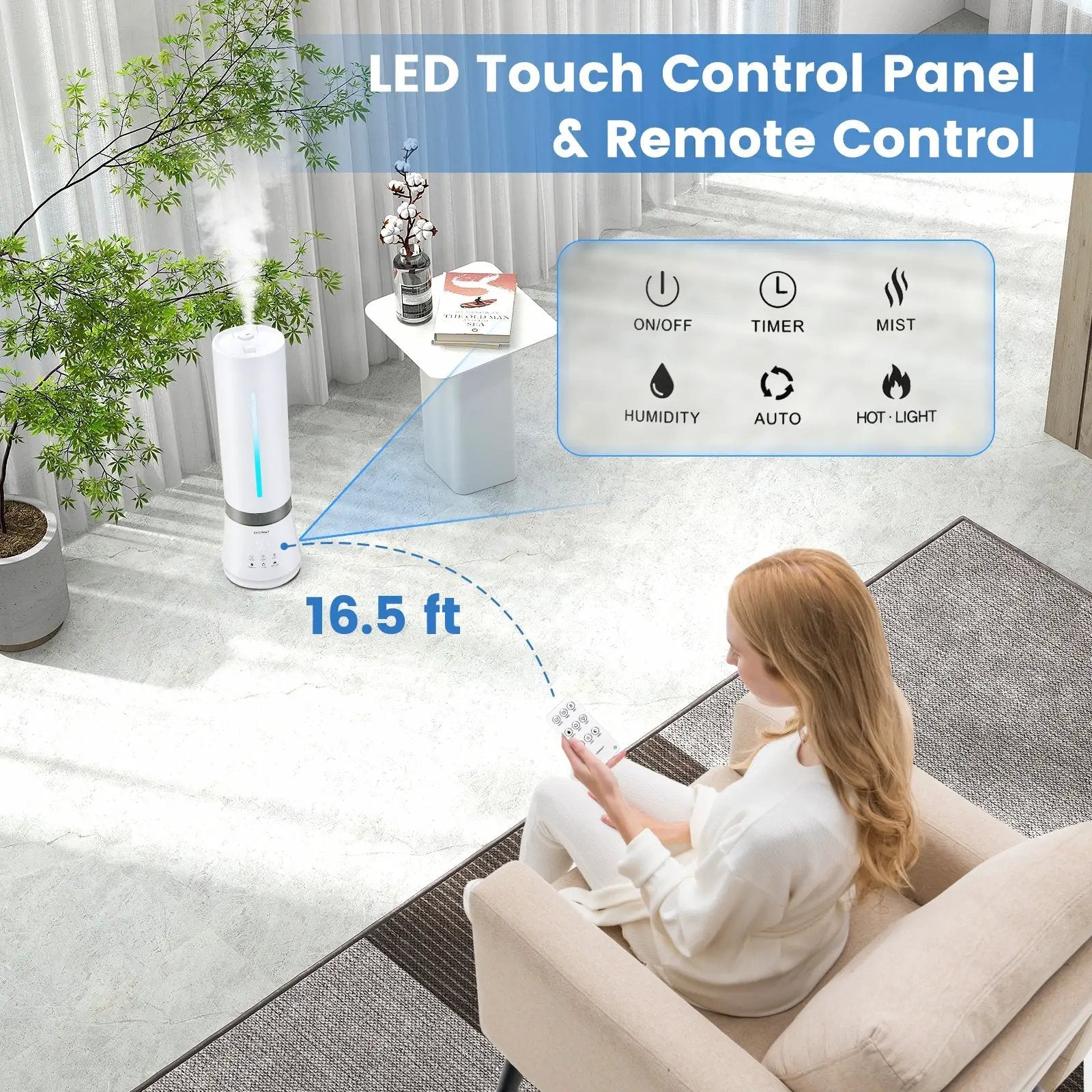5.5L Cool Mist Humidifiers with Remote Control and 12 Hours Timer by DirectDeals