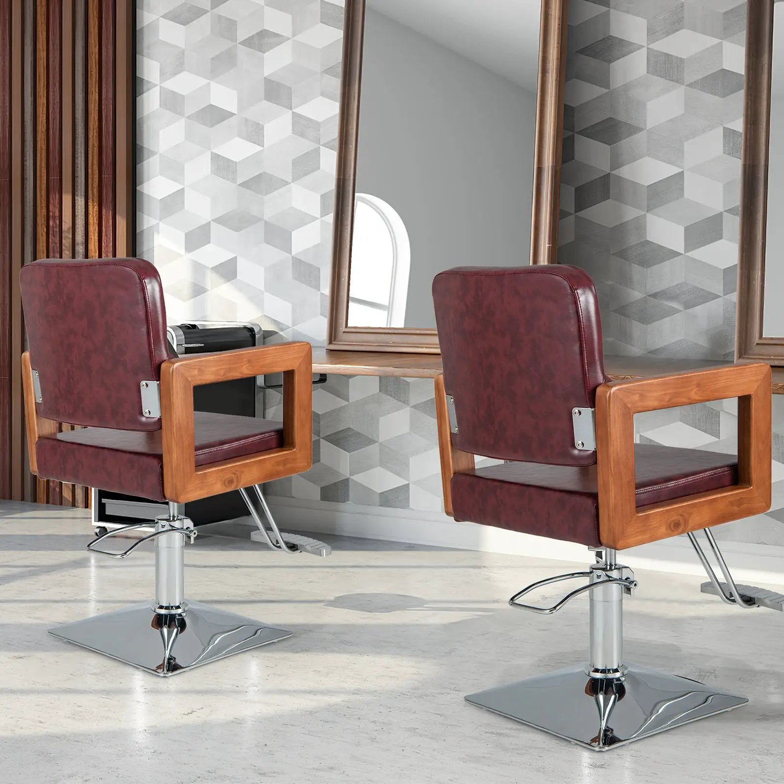 Hydraulic Barber Chair Salon Chair for Hair Stylist with 360 Degrees Swivel-Red by DirectDeals
