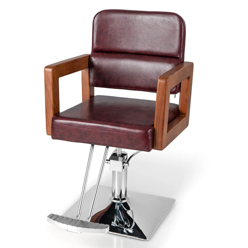 Hydraulic Barber Chair Salon Chair for Hair Stylist with 360 Degrees Swivel-Red by DirectDeals