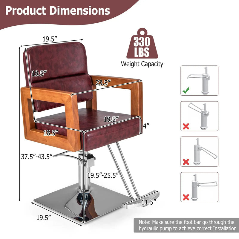 Hydraulic Barber Chair Salon Chair for Hair Stylist with 360 Degrees Swivel-Red by DirectDeals