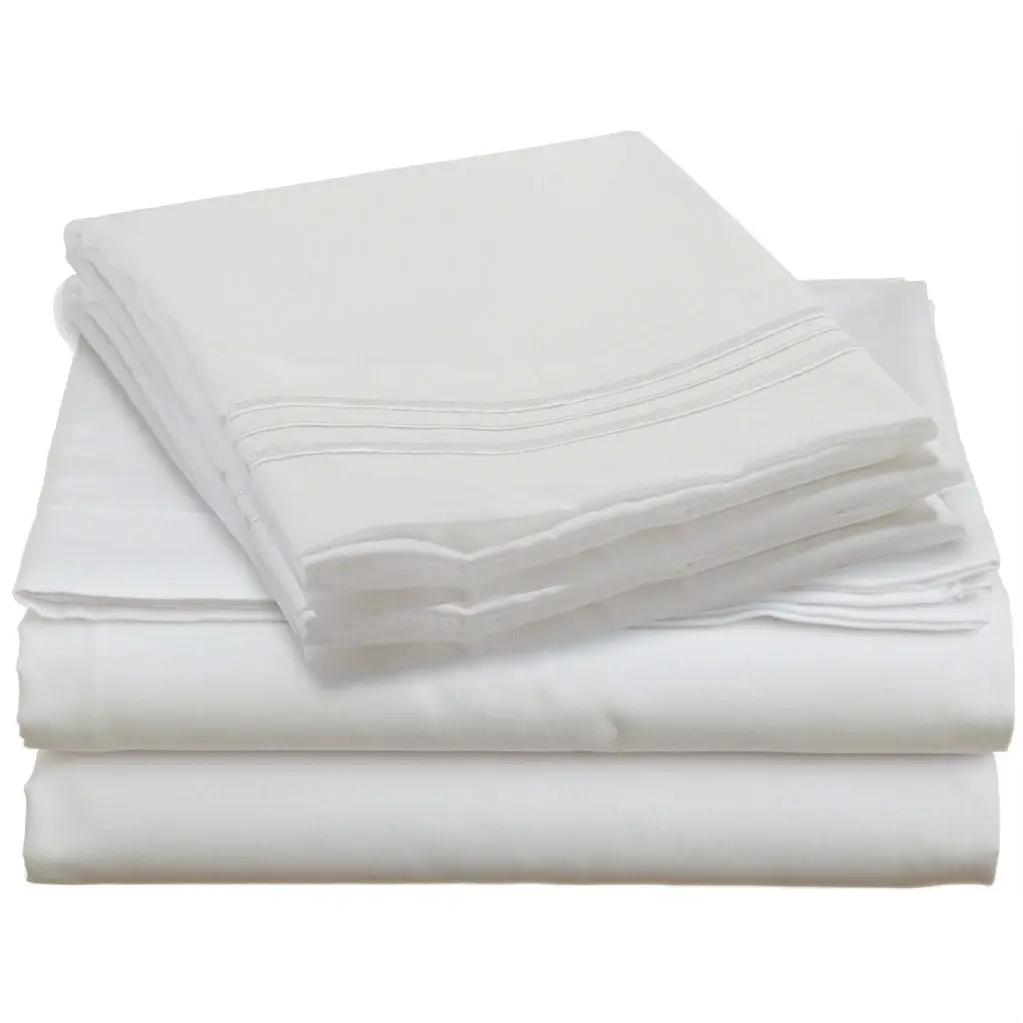 Queen size 4 Piece Sheet Set in White Microfiber by HomePacific