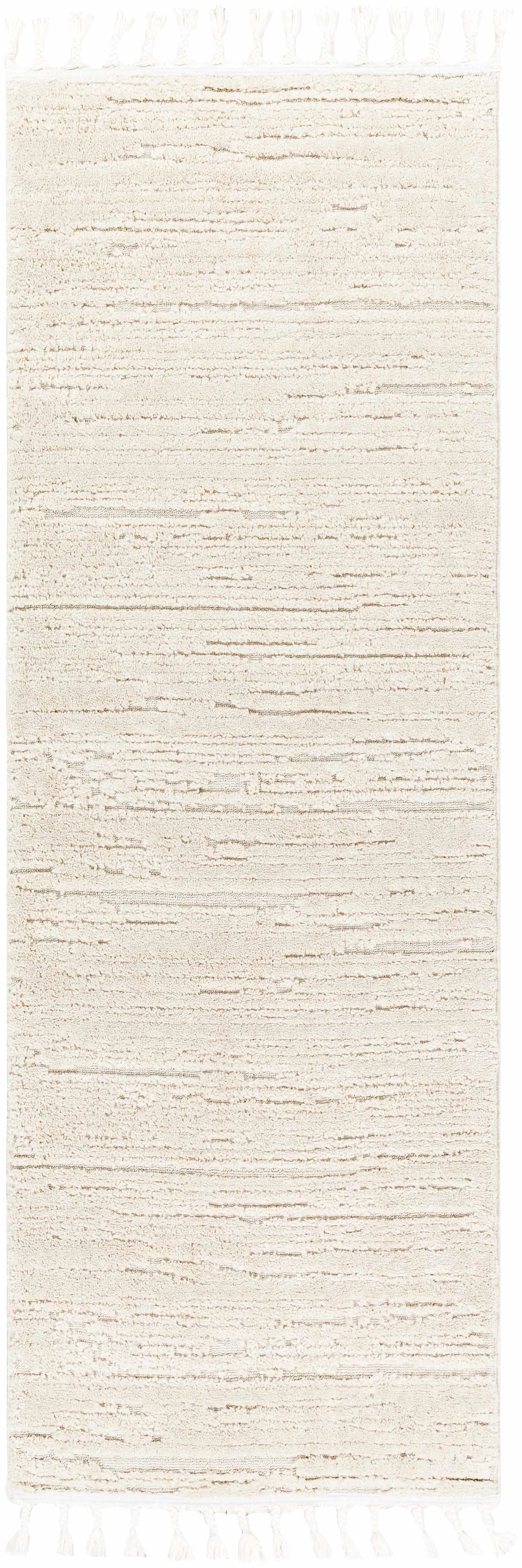 Ibarra Textured Ivory High/Low Pile Rug with Tassels by Boutique Rugs