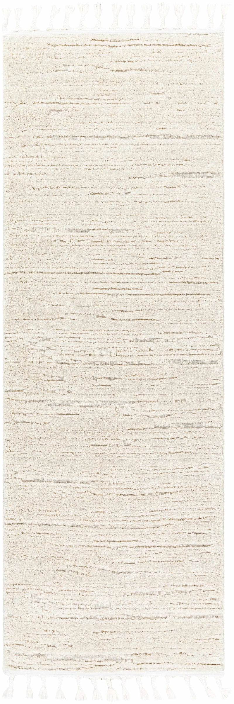Ibarra Textured Ivory High/Low Pile Rug with Tassels by Boutique Rugs